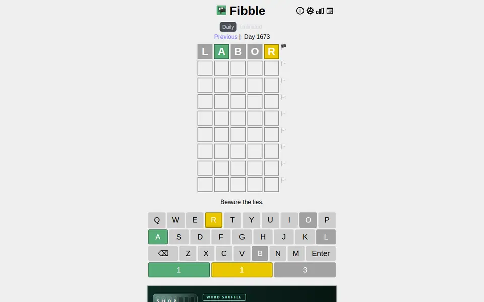 Screenshot of Fibble