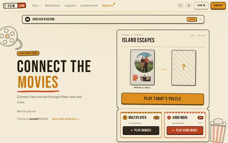 Screenshot of FilmLink