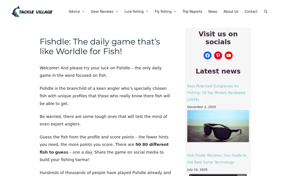 Screenshot of Fishdle
