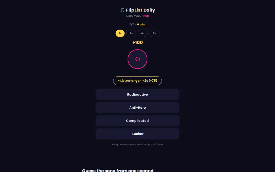 Screenshot of FlipList Daily