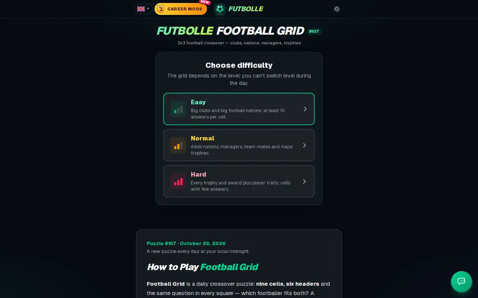 Screenshot of Football Grid