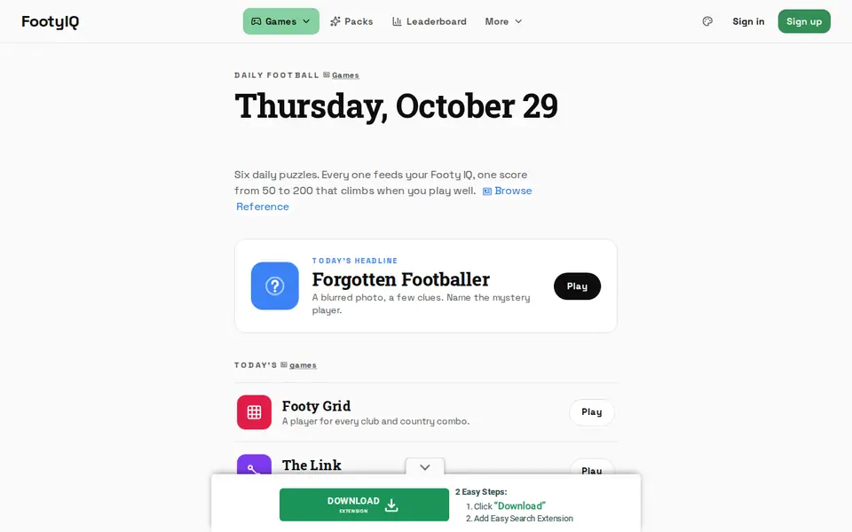 Screenshot of FootyIQ