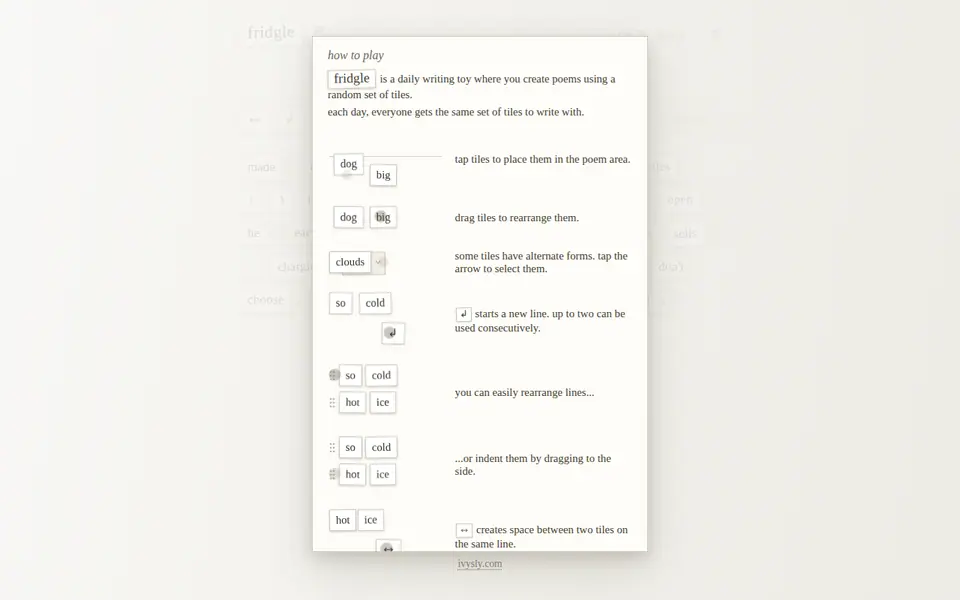 Screenshot of fridgle