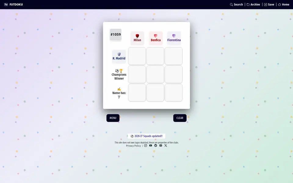 Screenshot of Futdoku
