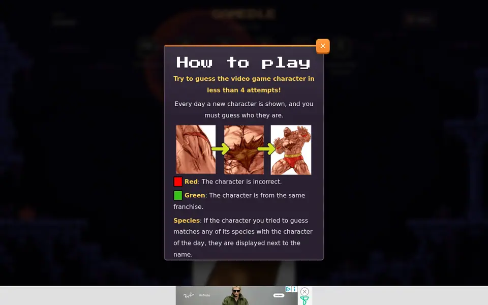 Screenshot of Gamedle Character