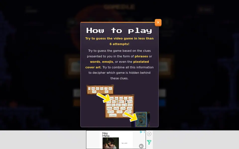 Screenshot of Gamedle Keywords