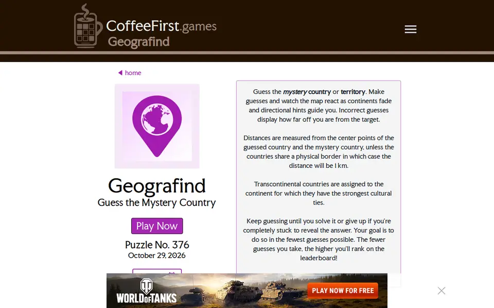 Screenshot of Geografind