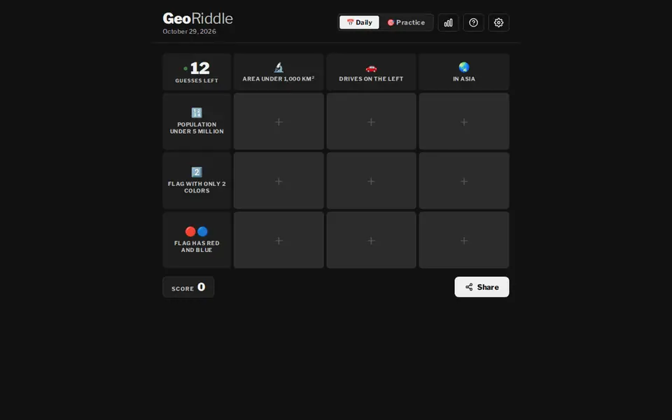 Screenshot of GeoRiddle