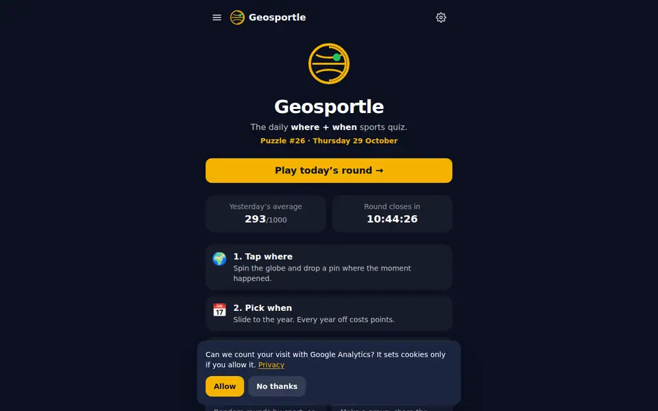 Screenshot of Geosportle