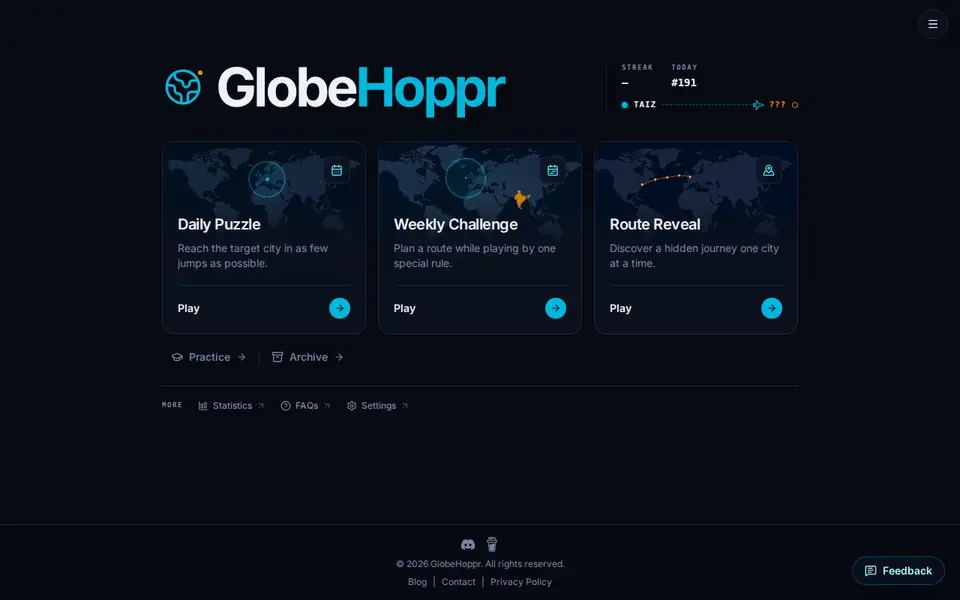 Screenshot of GlobeHoppr