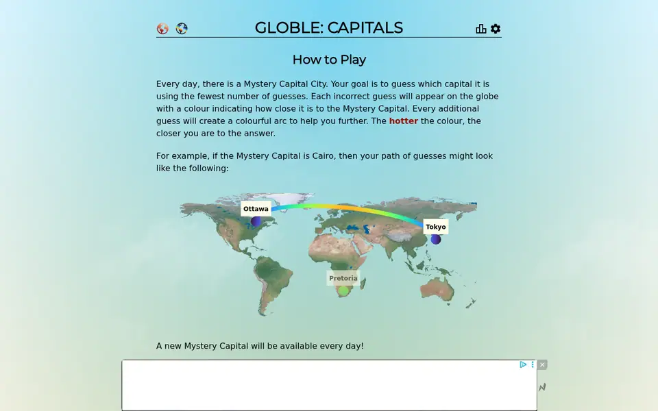 Screenshot of Globle Capitals