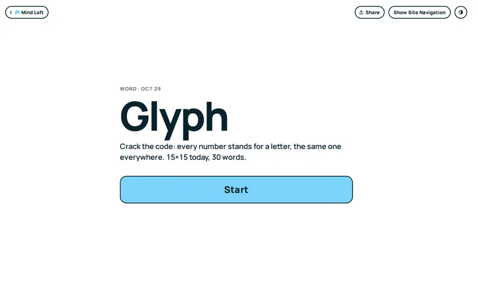 Screenshot of Glyph Crossword