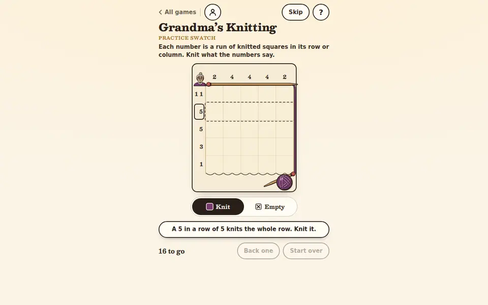 Screenshot of Grandma's Knitting