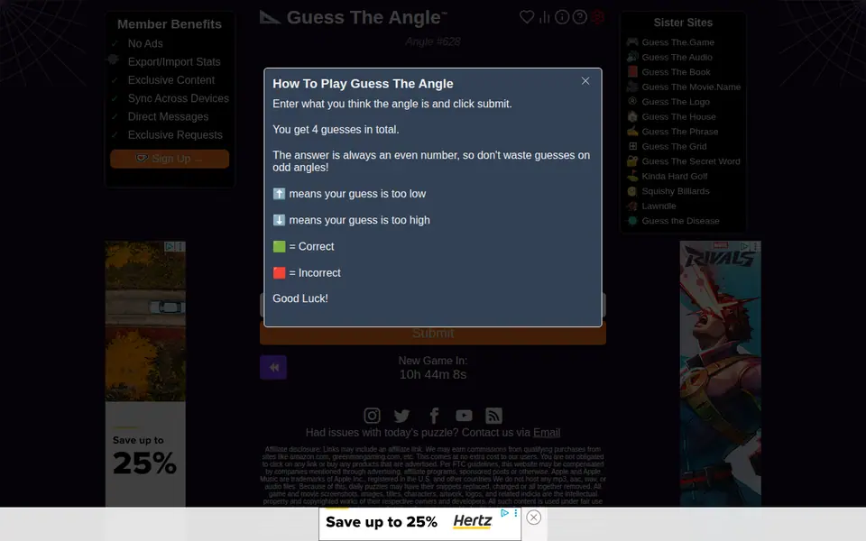 Screenshot of Guess The Angle