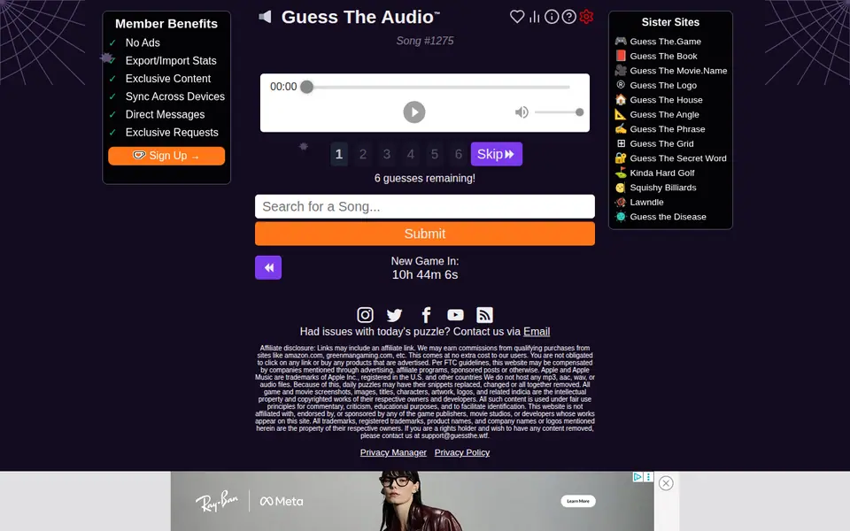 Screenshot of Guess The Audio