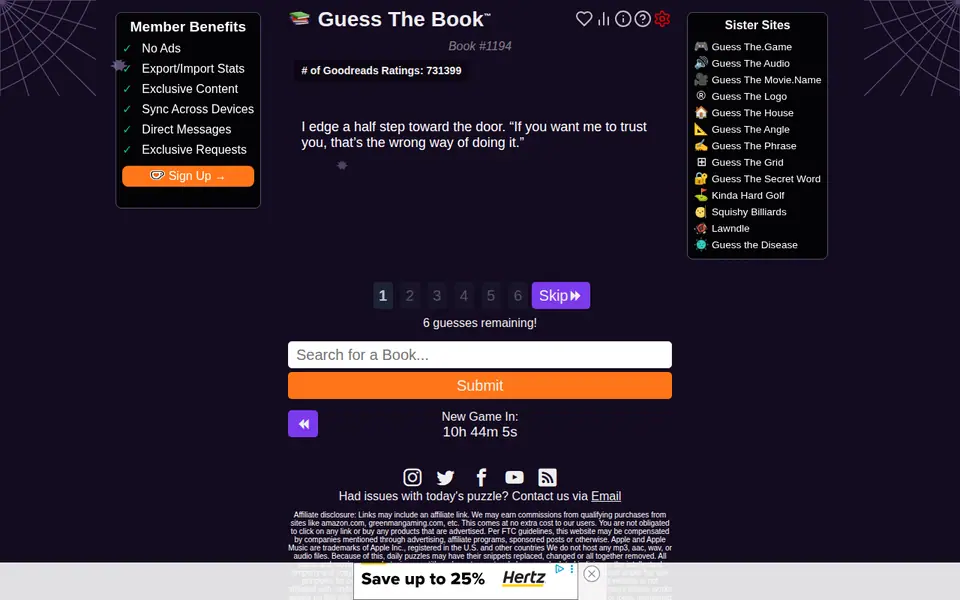 Screenshot of Guess The Book