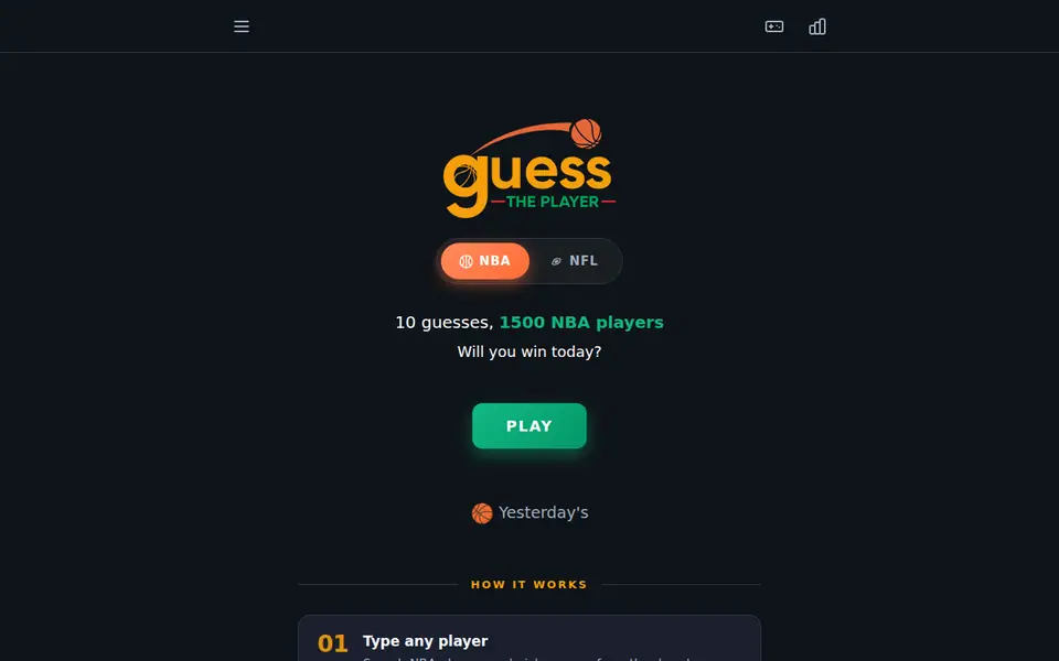 Screenshot of Guess The NBA Player