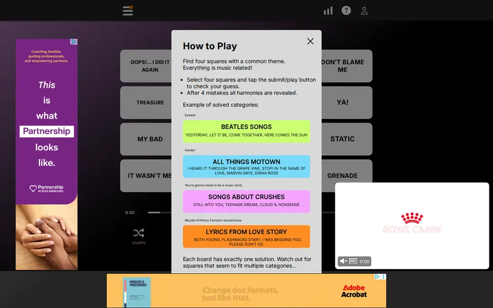 Screenshot of Harmonies: Music Connections