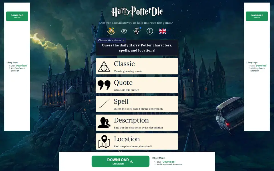 Screenshot of Harrypotterdle