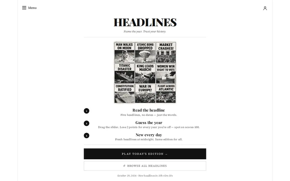 Screenshot of Headlines