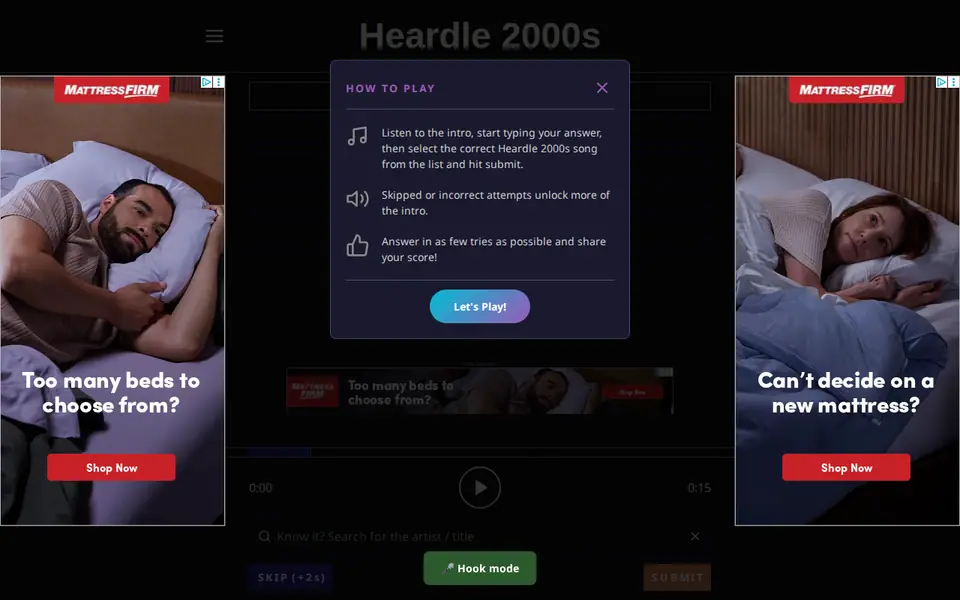 Screenshot of Heardle 2000's