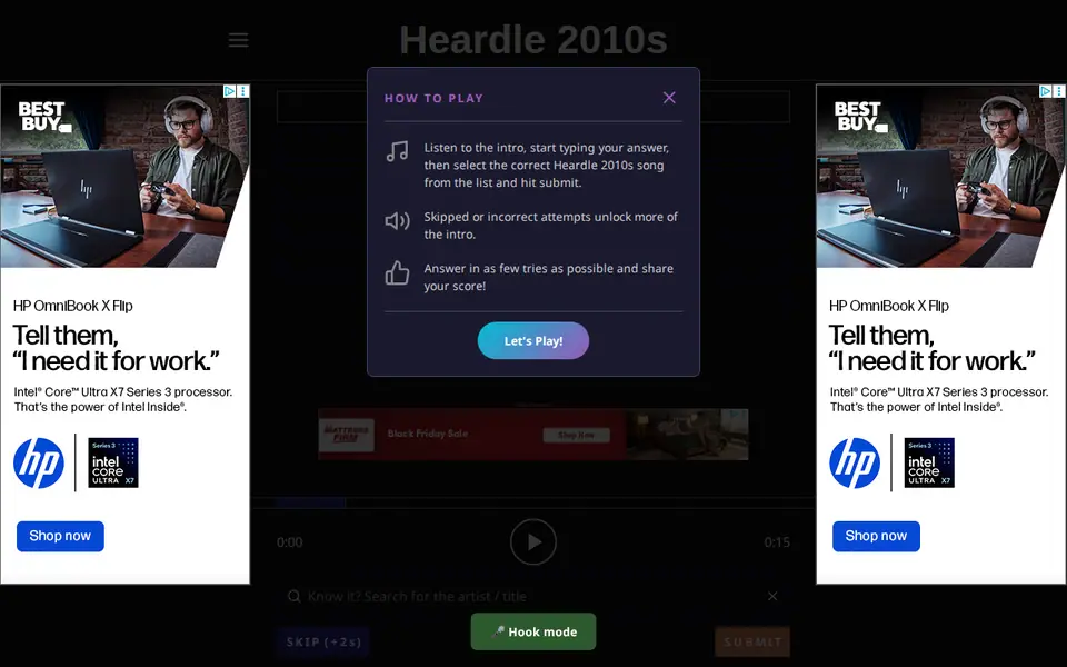 Screenshot of Heardle 2010's