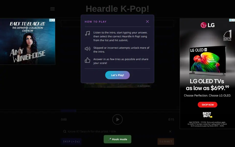 Screenshot of Heardle K-pop