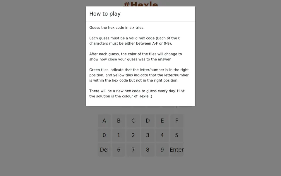 Screenshot of Hexle