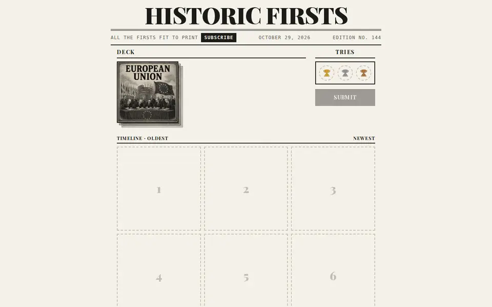 Screenshot of Historic Firsts
