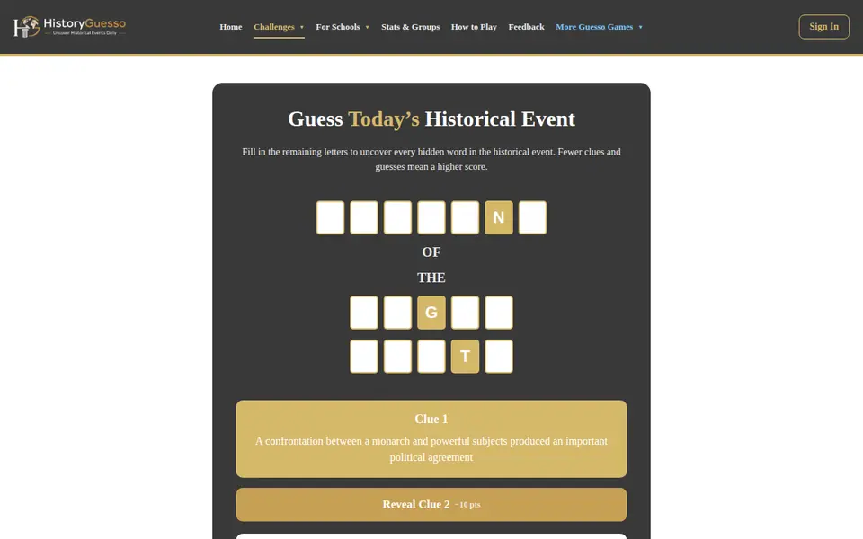 Screenshot of HistoryGuesso