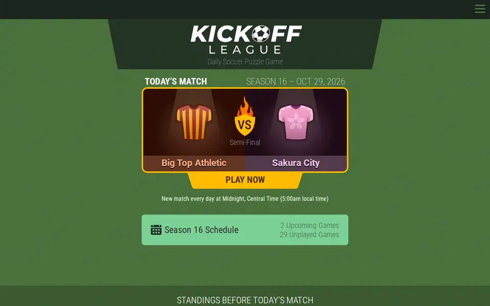 Screenshot of Kickoff League