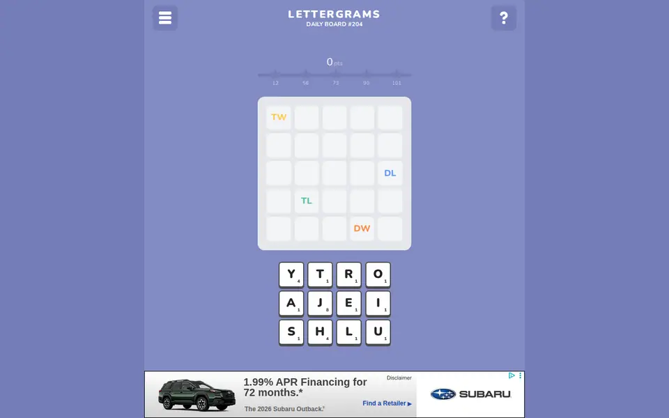 Screenshot of Lettergrams