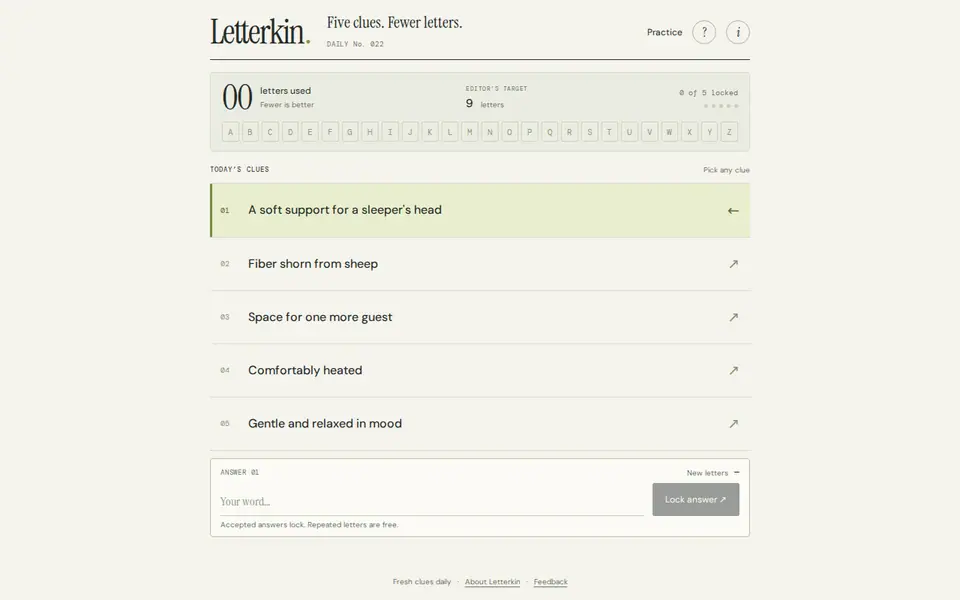 Screenshot of Letterkin