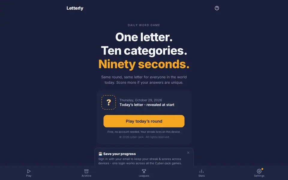 Screenshot of Letterly