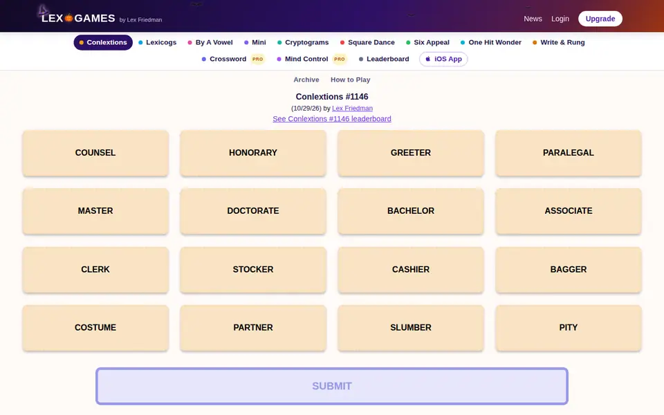 Screenshot of Lex.Games - Conlextions