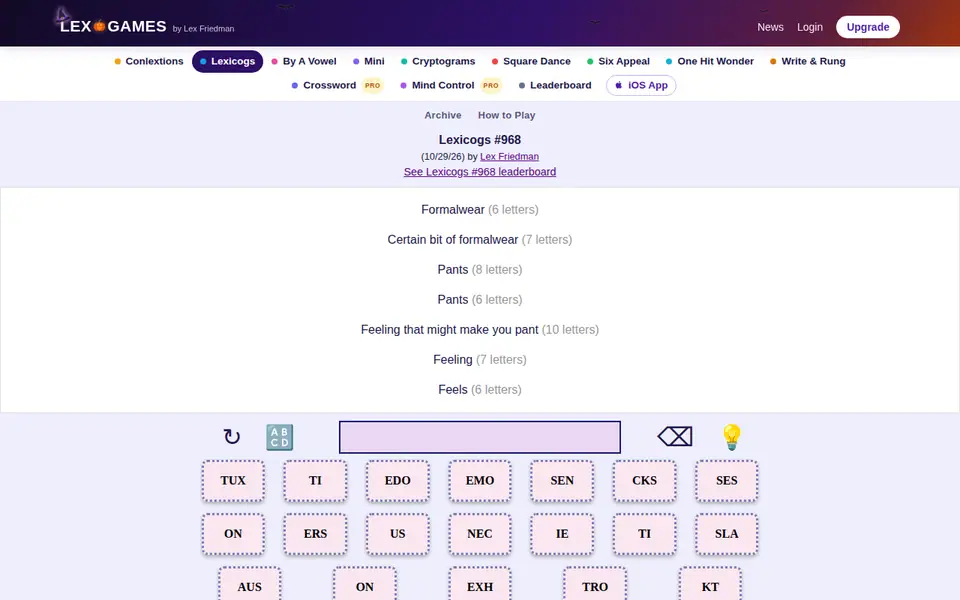 Screenshot of Lex.Games - Lexicogs