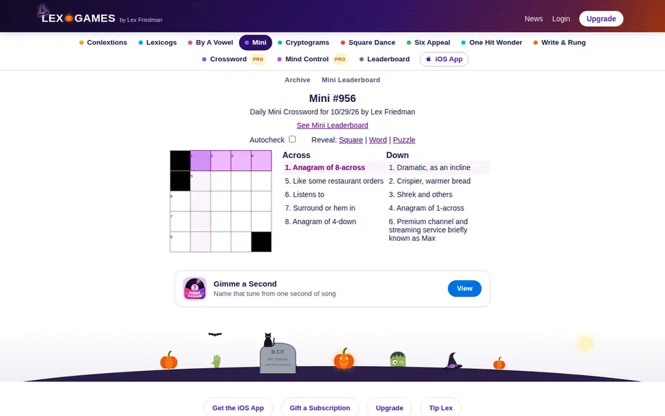 Screenshot of Lex.Games - Mini Crossword