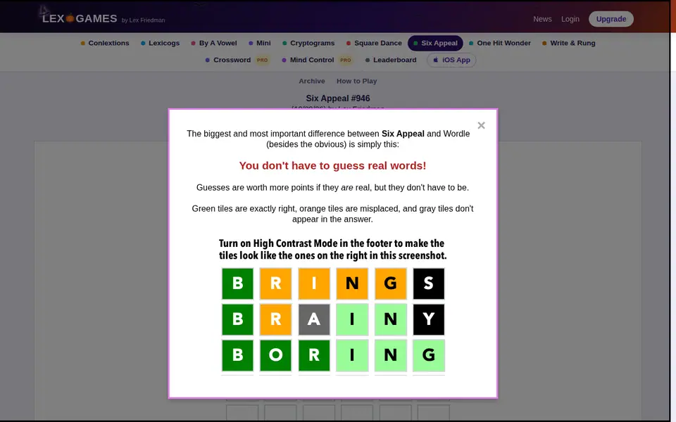 Screenshot of Lex.Games - Six Appeal