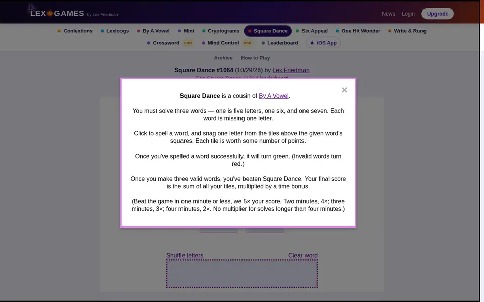 Screenshot of Lex.Games - Square Dance