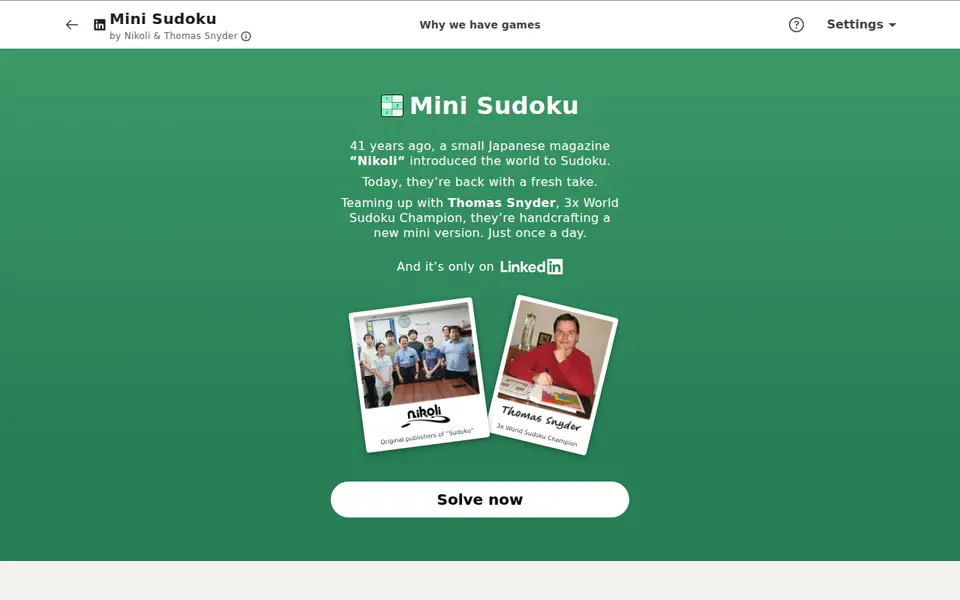 Screenshot of LinkedIn - Mini Sudoku