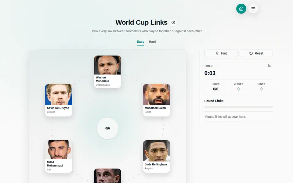 Screenshot of LinkyGrid World Cup