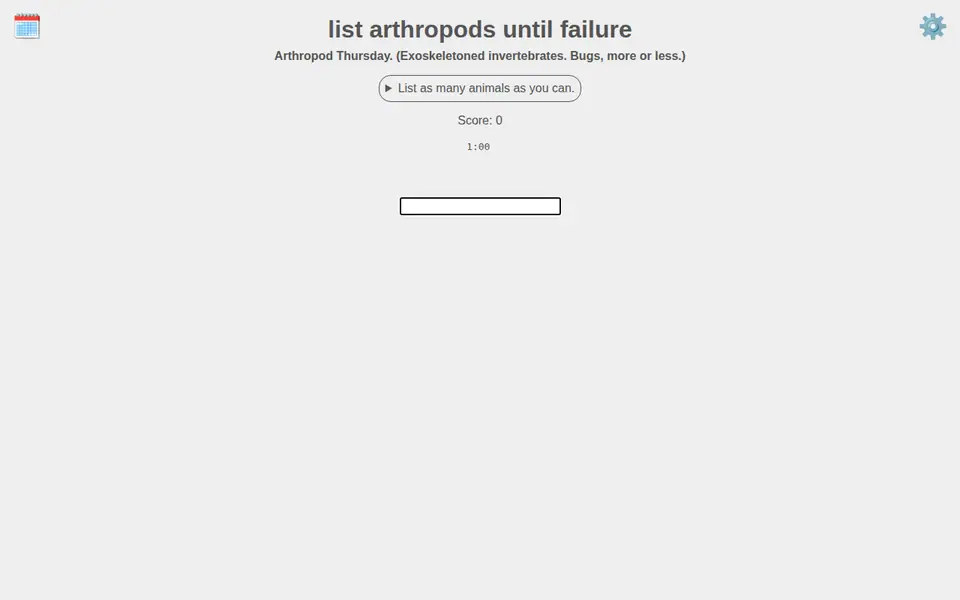 Screenshot of list animals until failure