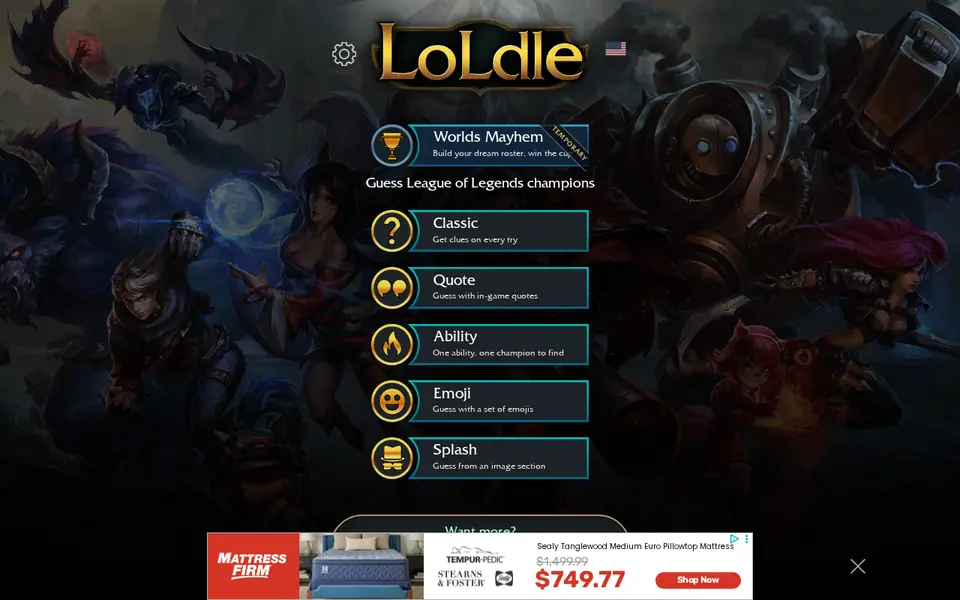 Screenshot of LoLdle