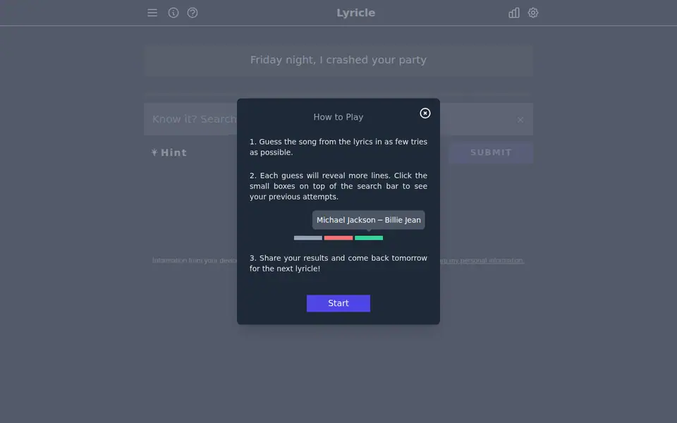 Screenshot of Lyricle
