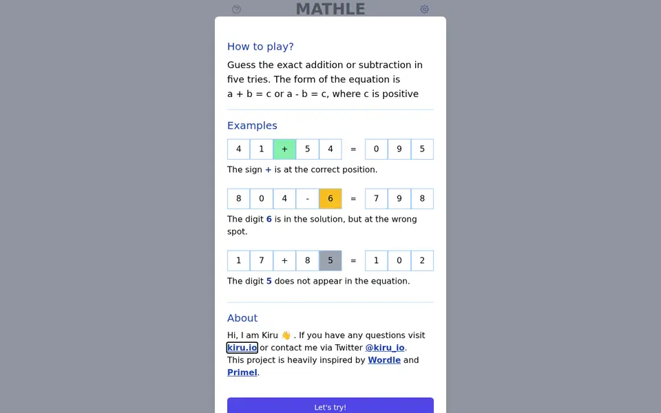 Screenshot of Mathle