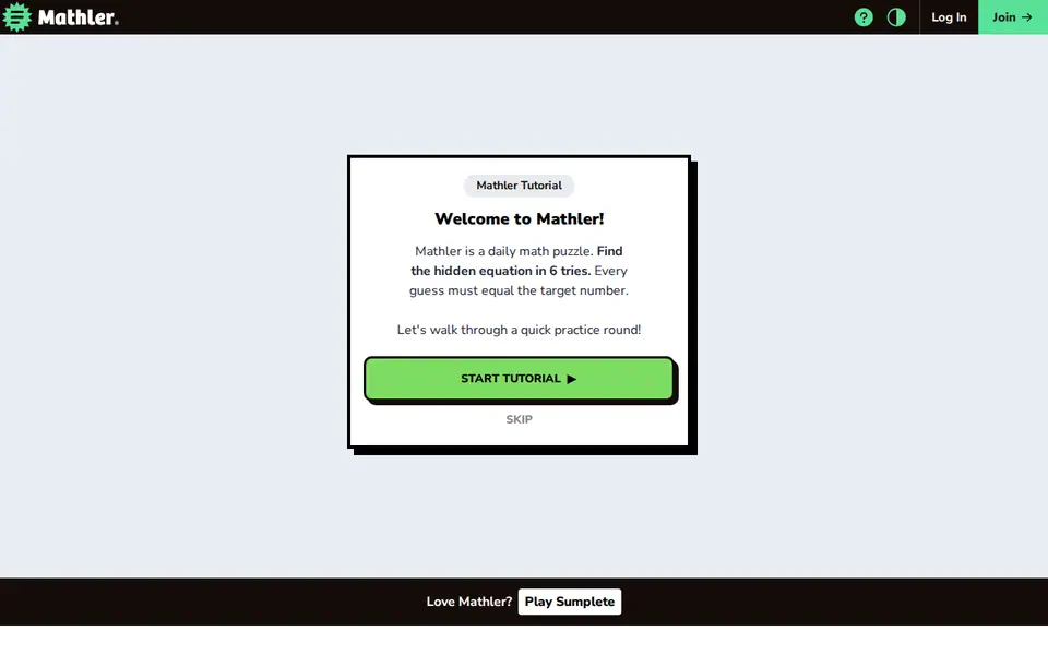 Screenshot of Mathler