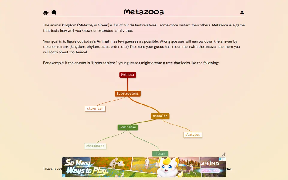 Screenshot of Metazooa