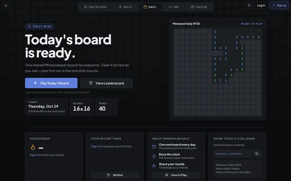 Screenshot of Mineracer