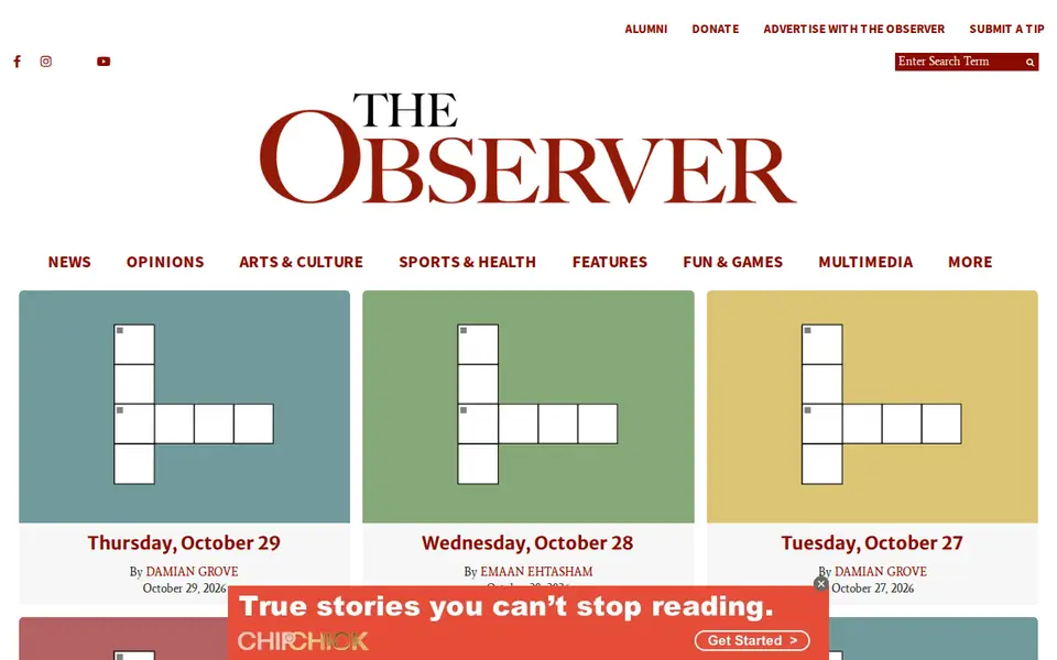 Screenshot of Mini Crossword (The Observer)