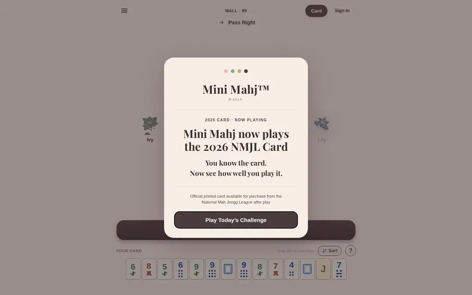 Screenshot of Mini Mahj